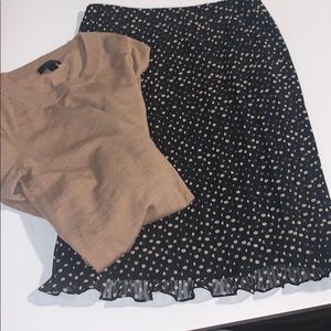 Kay Unger Polka Dot Pleated Skirt Size 2 EUC